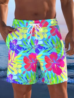 Summer Men's Beach Vacation Hawaiian Style 3D Printed Shorts Street Fashion Y2K Shorts Breathable Loose Fit Fitness Swim Trunks