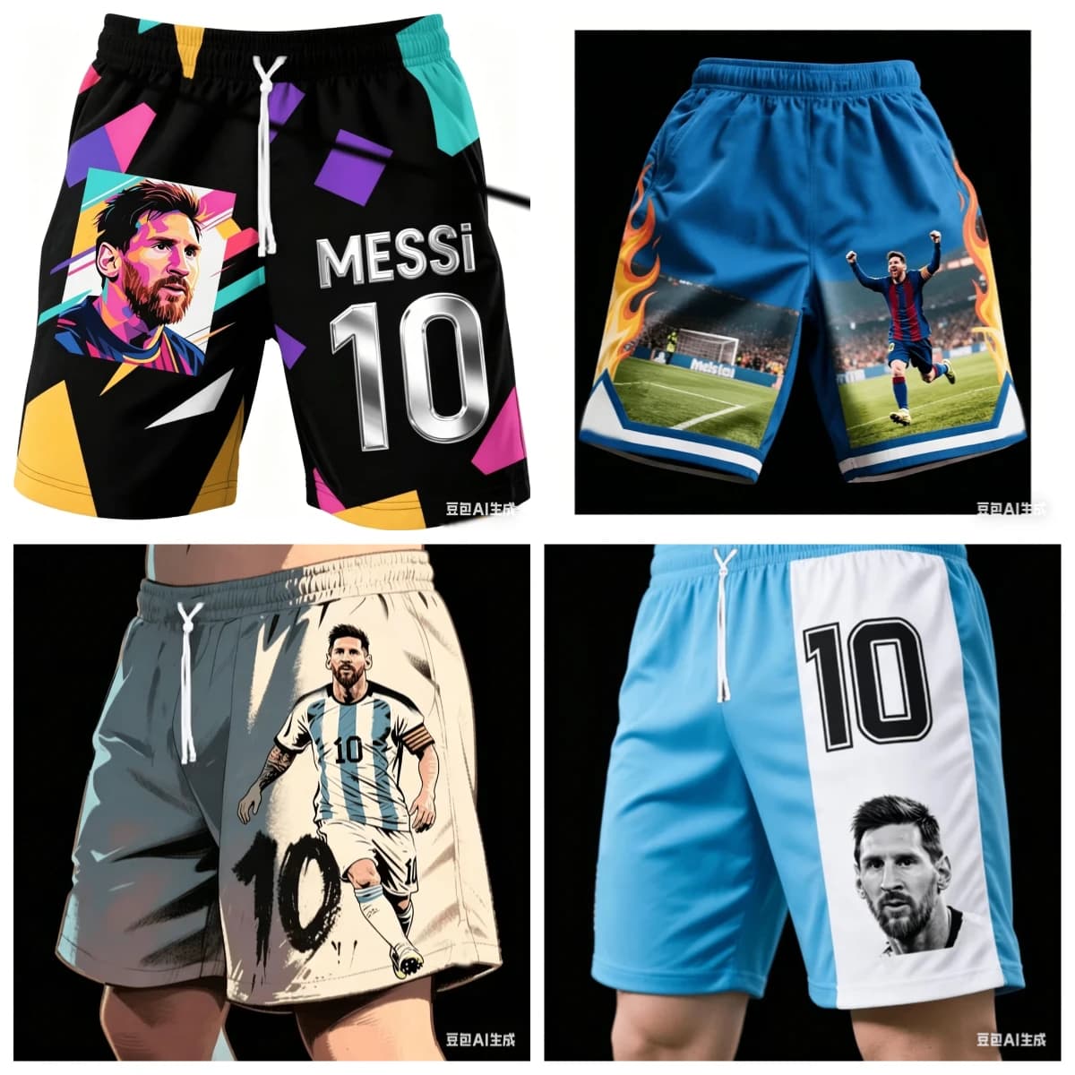 Adult and Children's Messi Quick-dry 3D Printed Soccer Fan Beach Holiday Sports Casual Pants, Fans Ecstatic