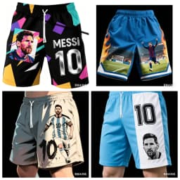 Adult and Children's Messi Quick-dry 3D Printed Soccer Fan Beach Holiday Sports Casual Pants, Fans Ecstatic