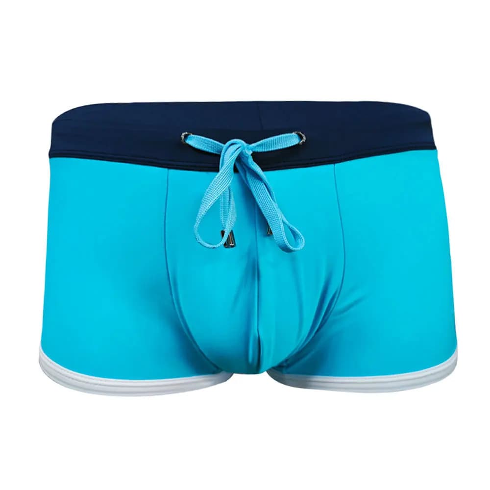 Cross-border men's color matching boxer swimming trunks with cup size simple boxer swimming trunks beach UHX246-1