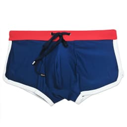 Cross-border men's color matching boxer swimming trunks with cup size simple boxer swimming trunks beach UHX246-1
