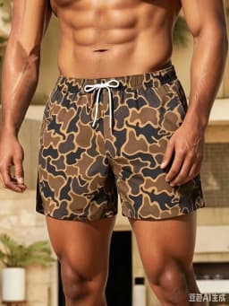 Men's Fashion Casual Shorts Camouflage Print Beach Pants Lightweight Breathable Fabric Suitable for Summer Beaches Short Pant