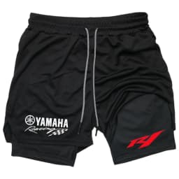 Summer Yamaha Logo Men's Running Shorts 2-in-1 Double-Layer Gym Sportswear Comfortable Breathable Men's Sportswear