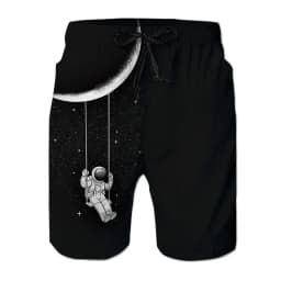 Fun Dinosaur and Cat Pattern Beach Shorts, Men's 3D Printed Animal Surfboard Shorts, Hawaiian Swim Trunks, Summer Shorts