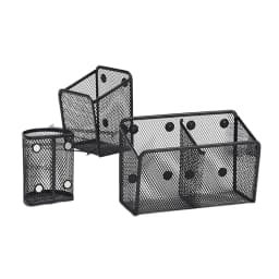 Magnetic Pencil Holder Stationery Storage Mesh Basket Desktop Pen Makeup Brush Container Kitchen Refrigerator Organizer