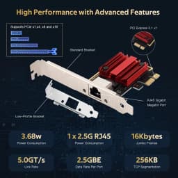 2.5G PIC-E To RJ45 Network Adapter RTL8125B 100/1000/2500Mbps Gigabit Ethernet Lan Controller Adapter For PC Win10/11