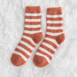 Socks Women Striped Fluffy Coral Velvet Thick Warm Winter Socks Girls Indoor Floor Towel Sock Breathable Woman Cute Soks Meias