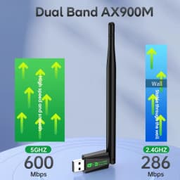 KEBIDUMEI USB WiFi Adapter WIFI6 AX900/AX300 802.11AX Wireless Network Card 2.4G 5G Bluetooth 5.4 Receiver 900Mbps For PC/Laptop