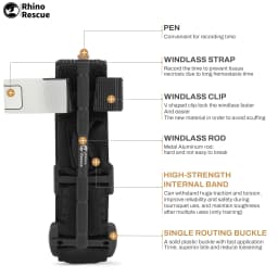 Metal Tourniquet, 3 X 95CM, Metal Turnstile, Rhino Rescue Tactical Combat Rotating Medical Emergency Strap, Trauma IFAK Gear