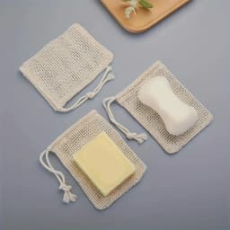 Natural Cotton Soap Saver Bag, 3 Pieces Eco-friendly Handmade lathering Cotton Mesh Soap Pouch For Body Cleansing Skincare