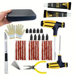 Emergency Tire Repair Kit - Heavy-Duty Glue & Rubber Strips for Flat Puncture Fix on Cars/Trucks/RVs, On-the-Go Safety Solution