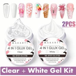 Makartt Solid Gel Builder Kit for 3D Scupting DIY-15ML 4 in 1 Nail Extension Gel, Silicone Molds, Sculpting Brush,UV Gel Glue