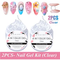 Makartt Solid Gel Builder Kit for 3D Scupting DIY-15ML 4 in 1 Nail Extension Gel, Silicone Molds, Sculpting Brush,UV Gel Glue