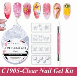 Makartt Solid Gel Builder Kit for 3D Scupting DIY-15ML 4 in 1 Nail Extension Gel, Silicone Molds, Sculpting Brush,UV Gel Glue