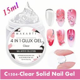 Makartt Solid Gel Builder Kit for 3D Scupting DIY-15ML 4 in 1 Nail Extension Gel, Silicone Molds, Sculpting Brush,UV Gel Glue
