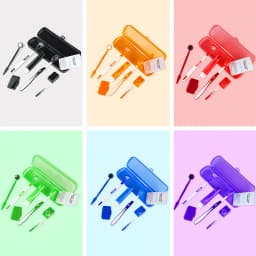 8Pcs Orthodontic Dental Care Brush Kit Teeth Cleaning Braces Toothbrush with Interdental Brush Floss Thread Ortho Wax Travel Kit