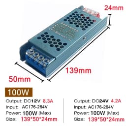 Ultra Thin 12V/24V LED Power Supply Adapter 60W 100W 200W 300W 400W Lighting Transformer 5A 12A LED Strip Switch Driver Lamp