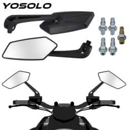 YOSOLO Motorcycle Rearview Mirrors For Cafe Racer Universal Black Motorcycle Accessories Side Mirrors