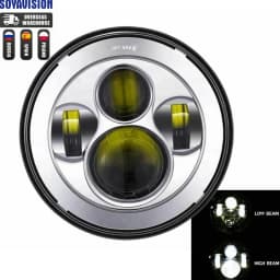 7 Inch Led Auto Headlight Motorcycle LED Headlight DRL Angel Eyes for Harley Honda Yamaha Jeep Lada Niva Urban Car H4 Headlamp