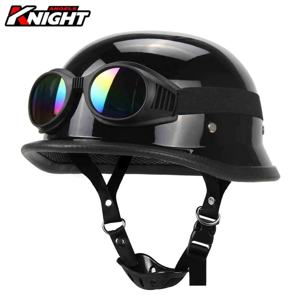 Motorcycle Helmet German Leather Vintage Casco Moto Motorcycle Open Face Retro Half Helmet Biker Pilot DOT Certification S-XXL