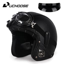 UCHOOSE Retro Motorcycle Helmet PU Leather Open Face 3/4 Chopper Bicycle Helmets Classic Casco Moto Vintage