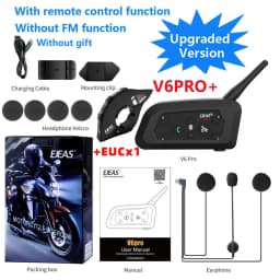 EJEAS V6 PRO +/PLUS Motorcycle Helmet Bluetooth Intercom Headset with 800M BT Interphone Communicator for 6 Riders Waterproof