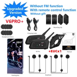 EJEAS V6 PRO +/PLUS Motorcycle Helmet Bluetooth Intercom Headset with 800M BT Interphone Communicator for 6 Riders Waterproof