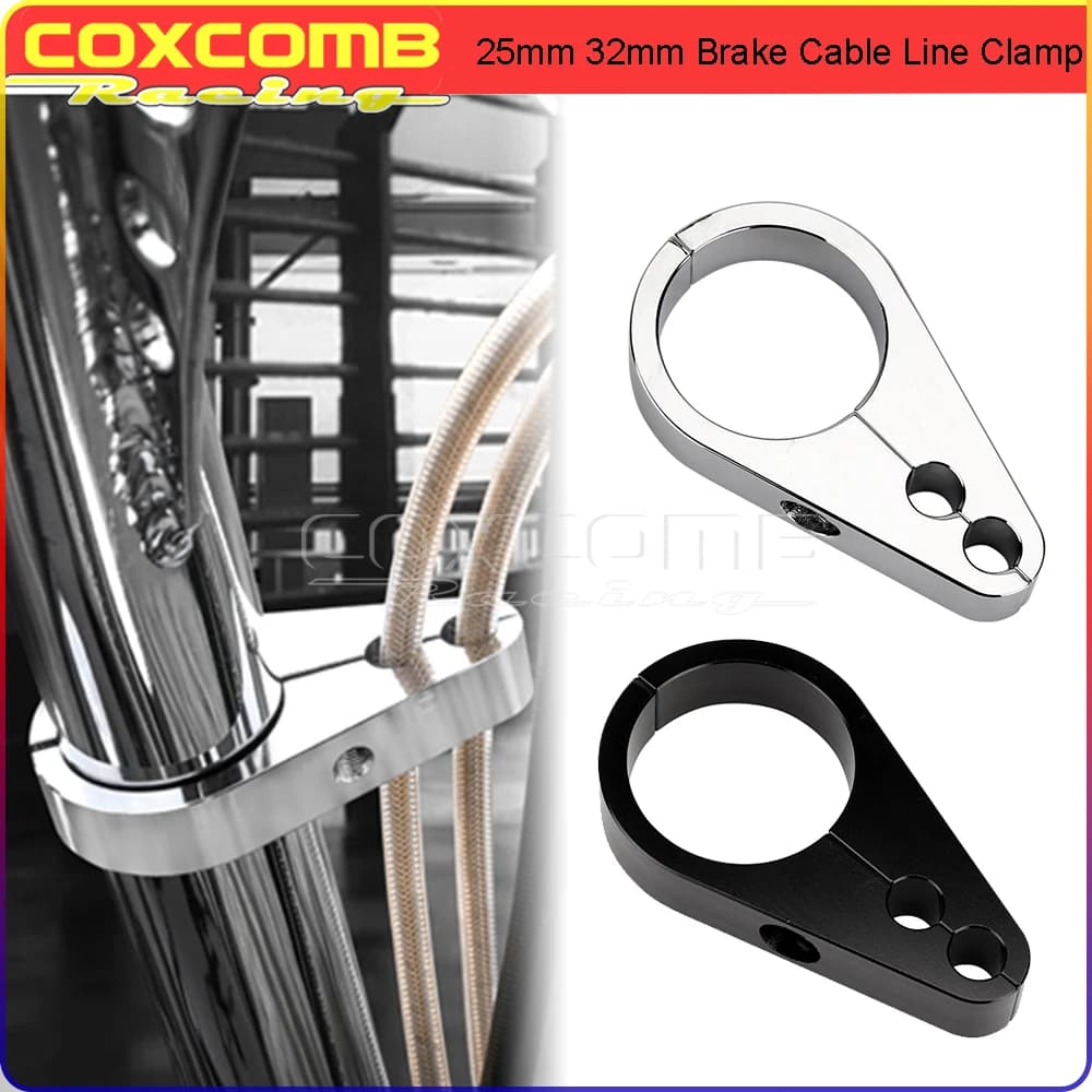 25mm/32mm CNC Aluminum 1 1/4" Brake Cable Clamp Dual Throttle Cable Holder Frame Bar for Harley Honda Yamaha Suzuki Cafe Racer