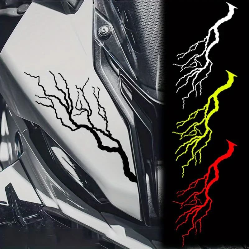 1Pair Creative Lightning Motorcycle Stickers for DIY Scooter Fuel Tank Side Panel Racing Helmet Covers Scratches Vinyl Decals