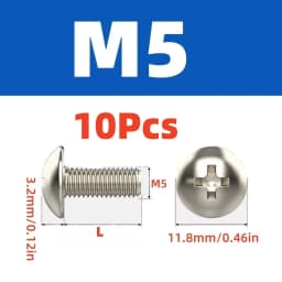 10Pcs 304 Stainless Steel Phillips Big Truss Head Screws M4 M5 M6 Mushroom Flat Head for Motorcycle/Scooter/ATV Plastic Covers