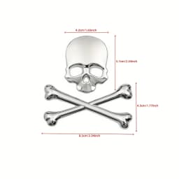 1pc Car Motorcycle 3D Metal Skull Badge Sticker Emblem Universal Fit for Fenders and Engine Covers, Suitable for Bikes, Bobbers