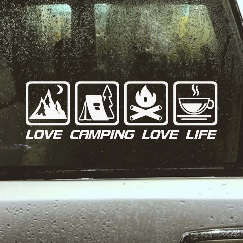 CANPING LOVE LIFE Camping Car Stickers Wilderness Campfire Adventure Motorcycle Body Decoration Stickers Coffee Waterproof