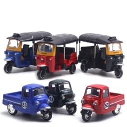 New Alloy Pullback Car 1:43 Retro Style Three Wheeled Vehicle Model Cartoon Design Door Can Open Sports Car Model