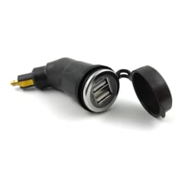 3.3A DIN Hella Powerlet Plug to Dual USB Charger Adapter for BMW Ducati Triumph Motorcycle iPhone, and GPS SatNav (Angled)