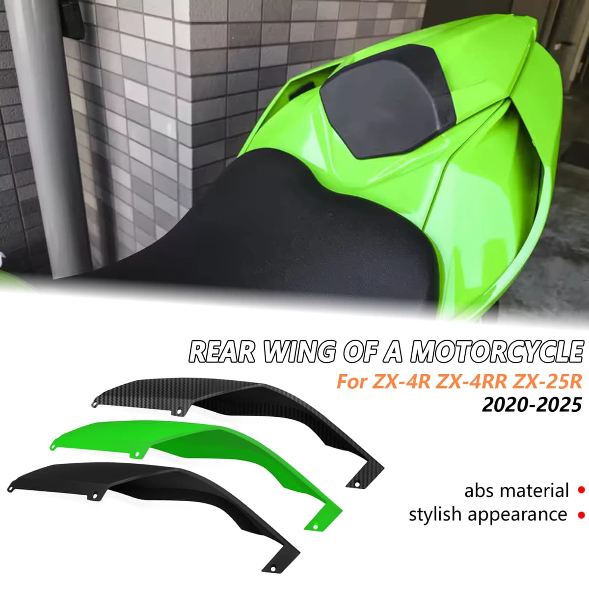 ZX4R ZX4RR ZX25R Side Panel Fairing Modification Rear Spoiler Aerodynamic Winglet Fairing For ZX-25R ZX-4R ZX-4RR 2020-2025
