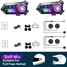 Motorcycle Bluetooth 6.0 Helmet Headset 1000mAh Moto Earphone Motorbike Hands Free Wireless Headphone with Ambient light
