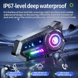 Motorcycle Bluetooth 6.0 Helmet Headset 1000mAh Moto Earphone Motorbike Hands Free Wireless Headphone with Ambient light