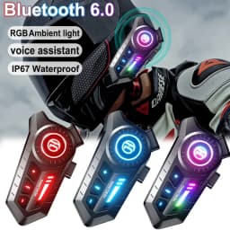 Motorcycle Bluetooth 6.0 Helmet Headset 1000mAh Moto Earphone Motorbike Hands Free Wireless Headphone with Ambient light