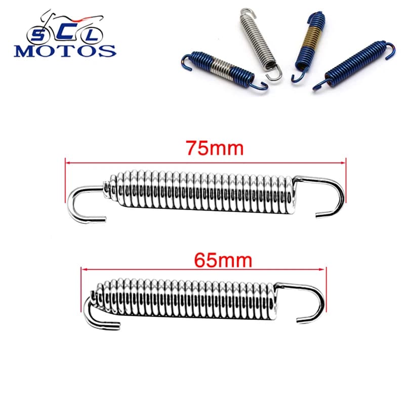 Sclmotos- 75mm 2pcs Motorcycle Exhaust Spring Hooks Stainless Steel Exhaust Front Middle Link Pipe Rotatable Metal Springs Kit