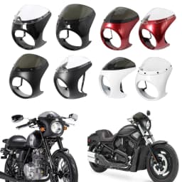 Motorcycle Red/White Front Headlight Fairing Windshield For Cafe Racer Honda Universal 7inch/16.5~18cm Retro Headlamp Windscreen