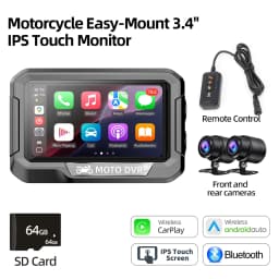 3.4Inch Motorcycle Navigation Monitor CarPlay Android Auto Bluetooth Waterproof Portable HD Digital Display Motor CPS Screen