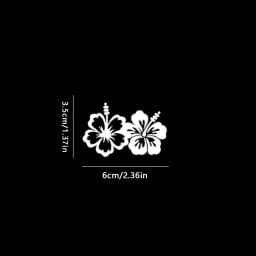 Pair of Hibiscus Flower Stickers Black White Pink Waterproof Vinyl Decals
