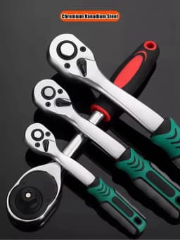 24/72 Tooth Quick Ratchet Wrench 1/2 1/4 3/8 3 Size Flying Wrenches Two-way Socket Wrench Repair Tools for Vehicle Bicycle
