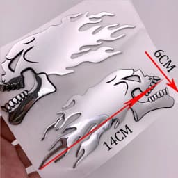 1pair Car Motorcycle 3D Flame Ghost-Skull Head Styling Festival Decoration Sticker Emblem Decals Auto Pattern Exterior Decor