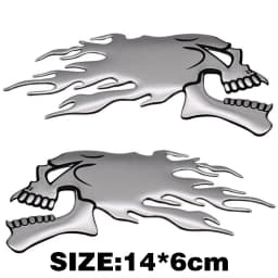 1pair Car Motorcycle 3D Flame Ghost-Skull Head Styling Festival Decoration Sticker Emblem Decals Auto Pattern Exterior Decor
