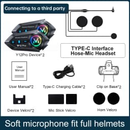1/2x Y20 Pro Motorcycle Helmet Intercom BT5.4 Motorcycle Helmet Headset Waterproof 500m Intercomunicador Speaker Interphone