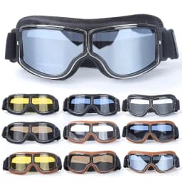 Motorcycle Glasses Windproof Motorcycle Helmet Glasses Sunglasses Retro Universal Folding Leather Retro Motorcycle Accessories