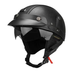 Motorcycle Half Helmet Leather Vintage Helmet Four Seasons General Safety Helmet Anti Fall And Sun Cap Moto Open Face Helmet