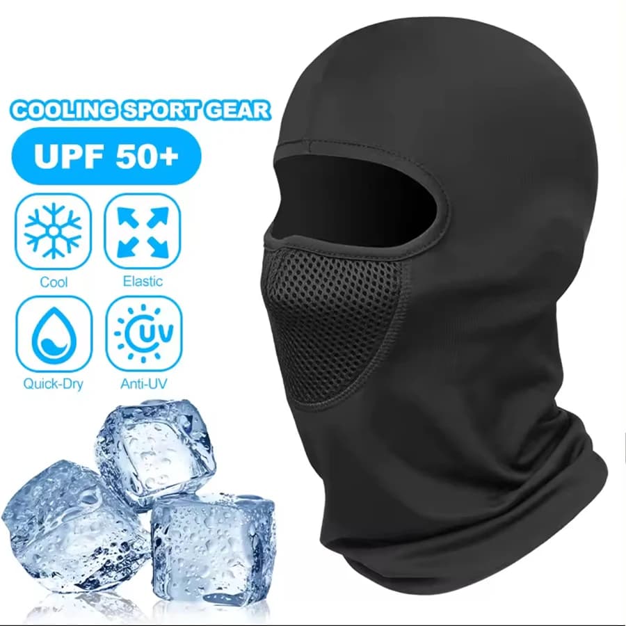 Summer Cycling Ice Silk Head Cover with Sweat Absorption and Moisture Wicking, Glasses Holes, Full Coverage, Windproof, Outdoor