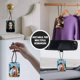 1pc/3pcsCustom Rectangular Style Photo Car Air Freshener, Family Car Rearview Mirror Pendant, Custom Company Logo, Commemorative